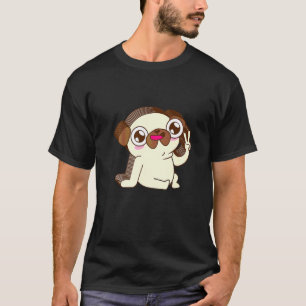 Mops Mehrschichten Frieden Entspannt Niedlich Ästh T-Shirt