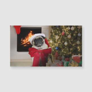 Mops Misha Wartete am Weihnachtsmorgen Magnetkarte