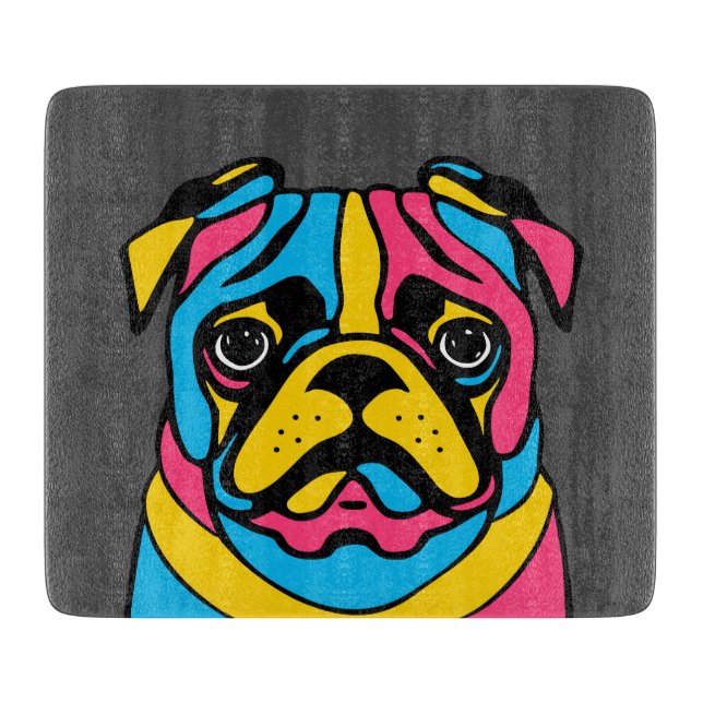 Mops mit 3 Tönen Schneidebrett (Vorderseite)