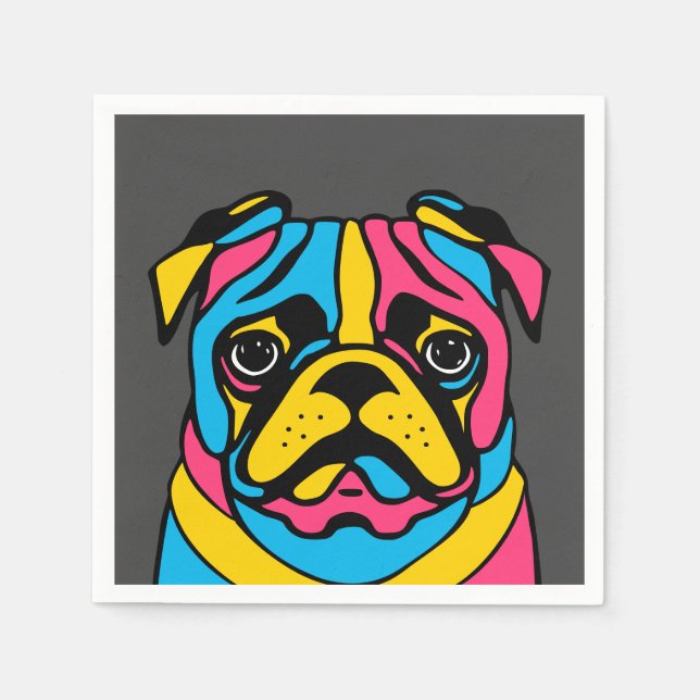 Mops mit 3 Tönen Serviette (Vorderseite)