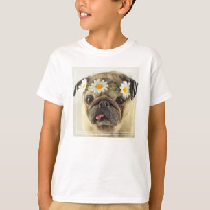 Mops mit Daisy Crown T-Shirt
