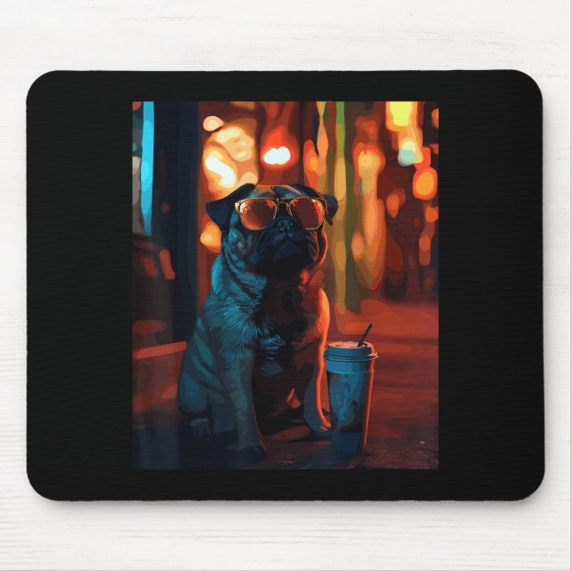 Mops mit Eiskaffee  Mousepad (Vorne)