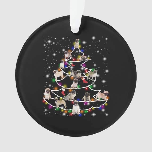 Mops mit Freunden frohe Weihnachtszeit Ornament (Vorderseite)