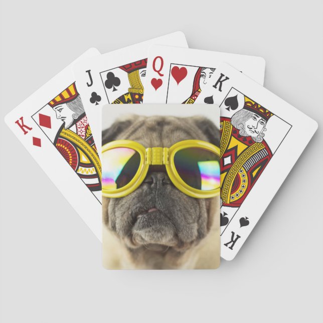 Mops mit Goggles Spielkarten (Rückseite)