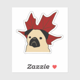 Mops mit großem Leaf Aufkleber