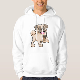 Mops mit Kaffee zum Mitnehmen Hoodie