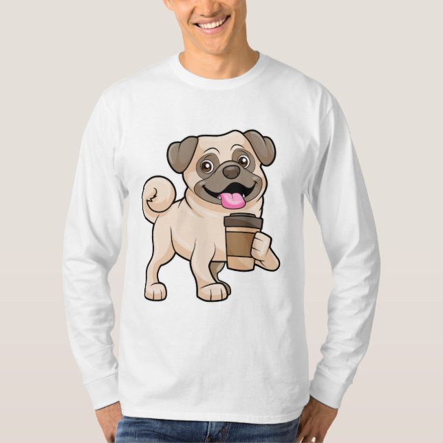 Mops mit Kaffee zum Mitnehmen T-Shirt (Vorderseite)