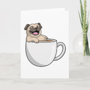 Mops mit Kaffeetasse Karte