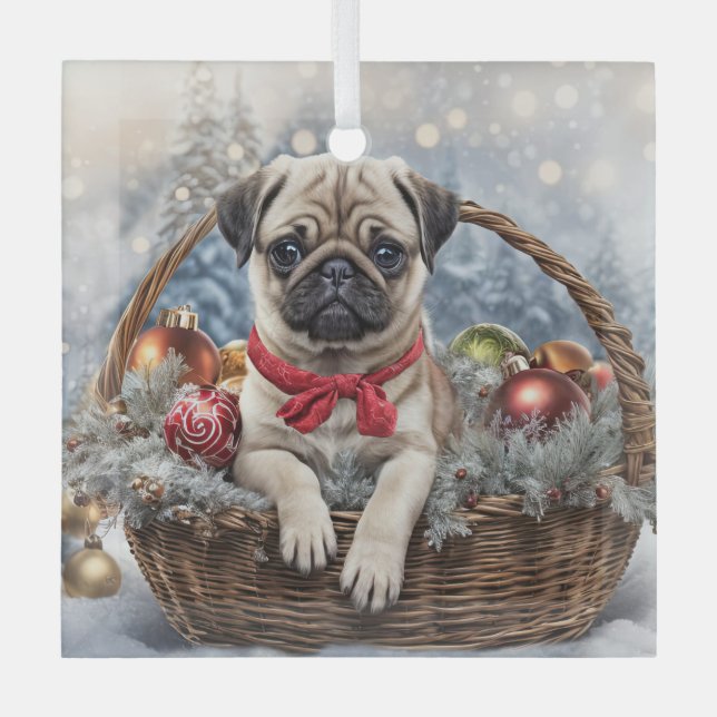 Mops mit Ornamenten Niedlich Ornament Aus Glas (Vorderseite)