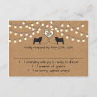 Mops mit Party Lights Response Card