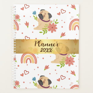 Mops mit Rainbow Personalisiert Planner Planer
