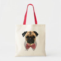 Mops mit Red Gepunktet Bow Krawatte