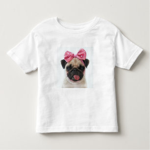 Mops mit rosa Bow Kleinkind T-shirt