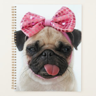 Mops mit rosa Bow Planer