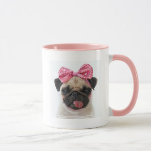 Mops mit rosa Bow Tasse