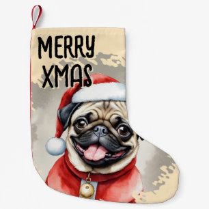 Mops mit Santa-Claus-Kostüm - Weihnachten 1 Kleiner Weihnachtsstrumpf