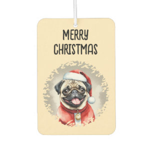 Mops mit Santa Claus Outfit - Weihnachten 1 Autolufterfrischer