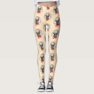 Mops mit Santa Claus Outfit - Weihnachten 1 Leggings