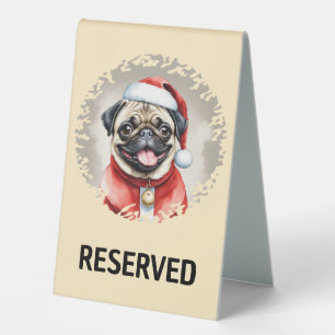 Mops mit Santa Claus Outfit - Weihnachten 1 Tischaufsteller