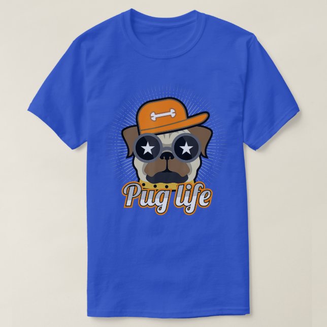 Mops mit Sonnenbrille Leben ist ein Mops Hund Love T-Shirt (Design vorne)