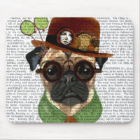 Mops mit Steampunk Bowler Hat