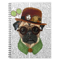 Mops mit Steampunk Bowler Hat