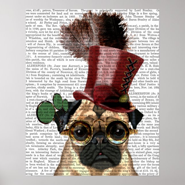 Mops mit Steampunk-Stilspitze Poster (Vorne)