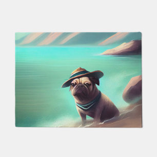 Mops mit Strandmalerei Fußmatte