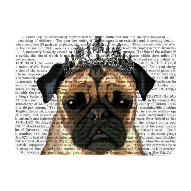 Mops mit Tiara Magnet (Horizontal)