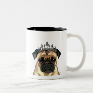 Mops mit Tiara Zweifarbige Tasse