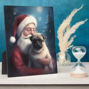 Mops mit Weihnachtsmann Festive Weihnachten Fotoplatte