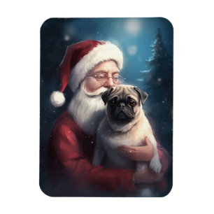 Mops mit Weihnachtsmann Festive Weihnachten Magnet