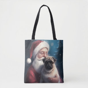 Mops mit Weihnachtsmann Festliches Weihnachten Tasche