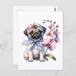 Mops mit Zweigstelle Orchid, Postüberquerung Postkarte