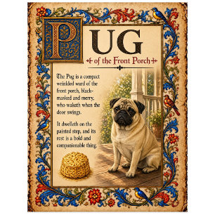 Mops, mittelalterliche Bestiarien-Kunst Postkarte