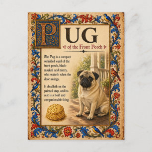 Mops, mittelalterliche Bestiarien-Kunst Postkarte