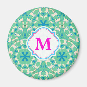 Mops Modern Muster / Pug-Muster Magnet