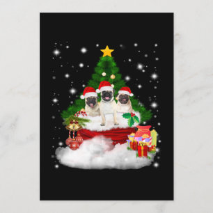 Mops Mops mit Freunden fröhlich von Weihnachtsbaum Einladung