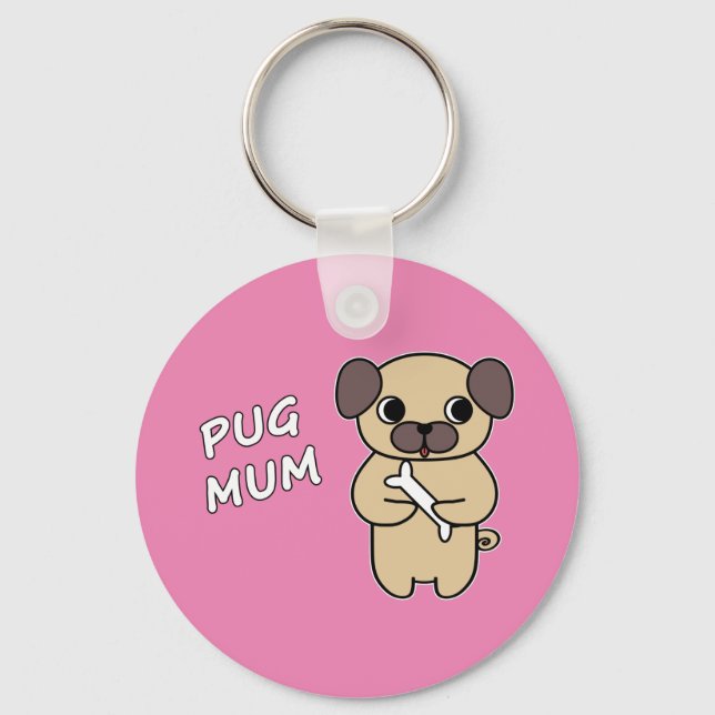 MOPS MUM - Rosa Schlüsselanhänger (Vorderseite)