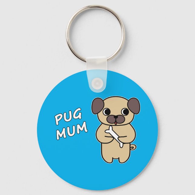 MOPS MUM - Sky Blue Schlüsselanhänger (Vorderseite)