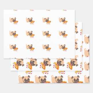 Mops n Pizza Wrapping Paper Sheet Set Geschenkpapier Set