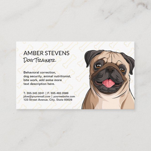 Mops Nah | Dog-Bone-Muster-Visitenkarte Visitenkarte (Vorderseite)