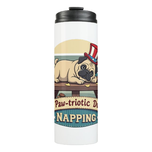 Mops Napping Thermosbecher (Vorderseite)