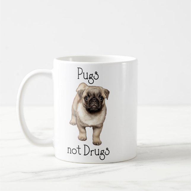 Mops nicht Drogen Niedlicher Welpenhund Kaffeetasse (Links)