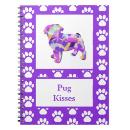 Mops Niedlich Hunde Silhouette Paw Lila PY&B Notizblock