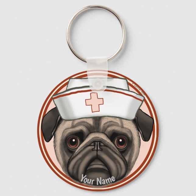 Mops Nurse Schlüsselanhänger (Vorderseite)