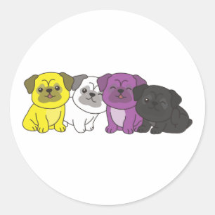 Mops ohne binäre Flagge Pride Lgbtq Niedliche Hund Runder Aufkleber