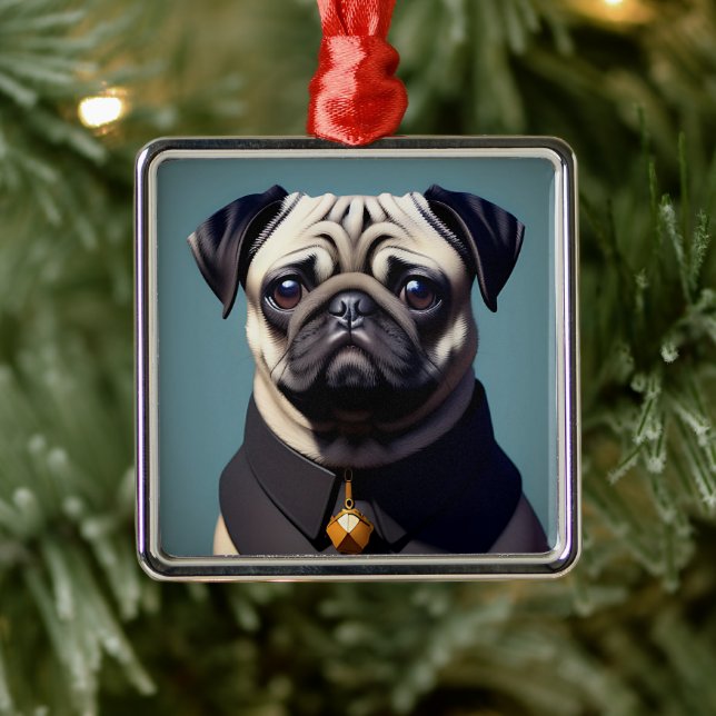 Mops Ornament Aus Metall (Baum)