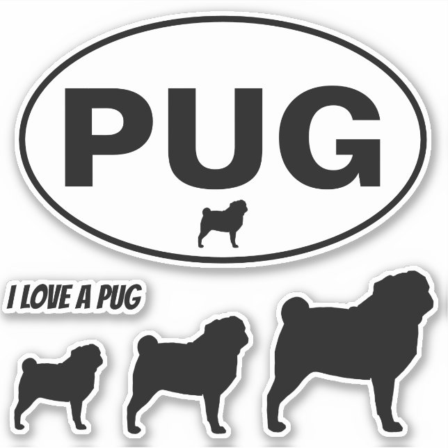 MOPS Ovale Aufkleber und Silhouetten Vinyl Sticker (Vorderseite)