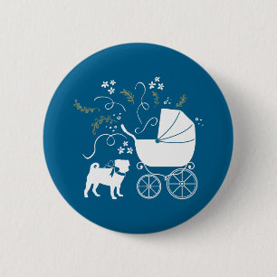 Mops Party Blue Theme Celebration Button
